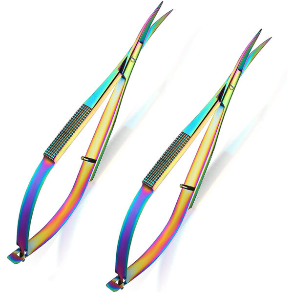 Curved Tip spring Scissors Stainless Steel Trimming Tool