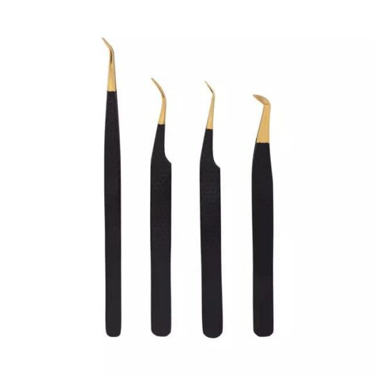 Eyelash Extension Tweezers 4 pc (black)