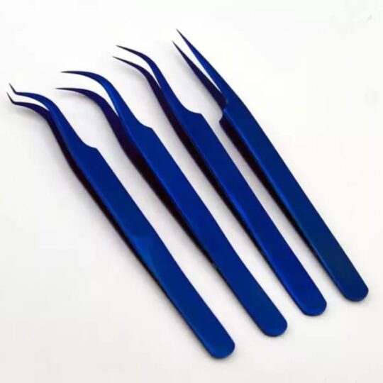 Eyelash Extension Tweezers 4 pcs blue