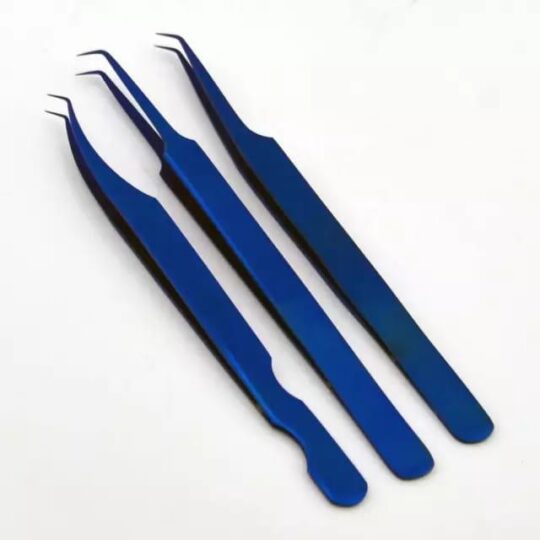 Eyelash Extension Tweezers 3 pc (blue)